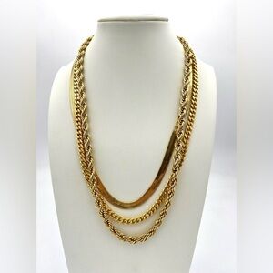 Vintage Gold-Tone Triple chain Necklace